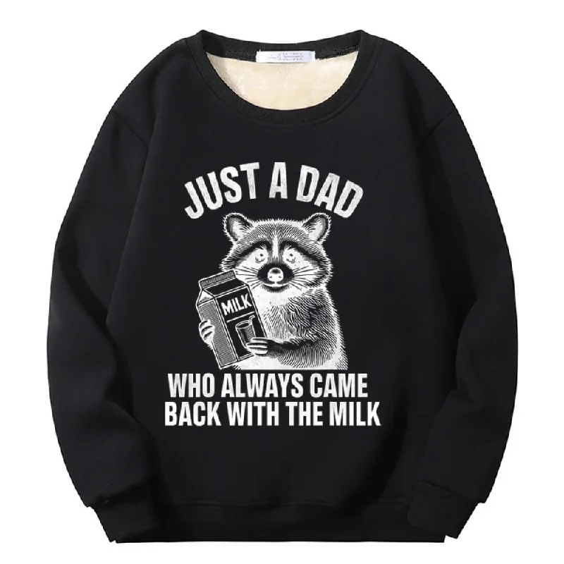 Multicolor Just A Dad Crew Collar Fleece Sherpa Sweatshirt Cotton Hoodie Fleece Lining Warmth