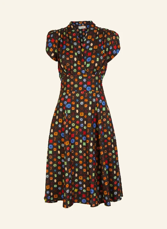 Rita - Black Buttons Dress Tunics Fall fleece