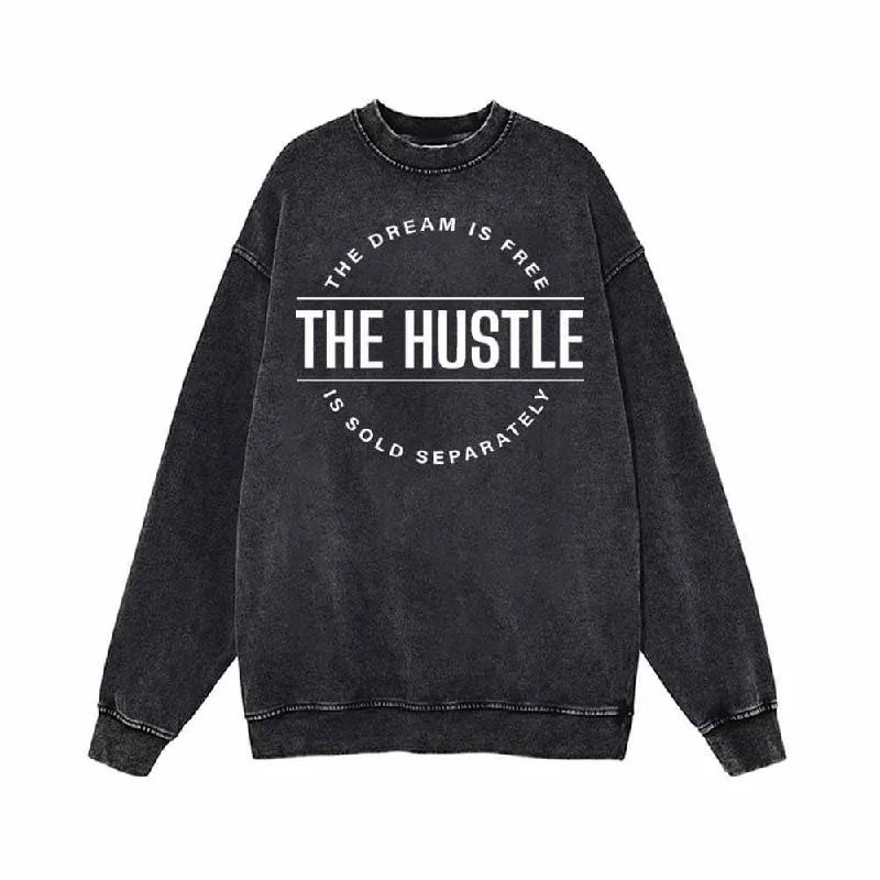 The Dream is Free Funny Vintage Washed Sweatshirt Hoodie with Hidden Zipper Minimalist Clean