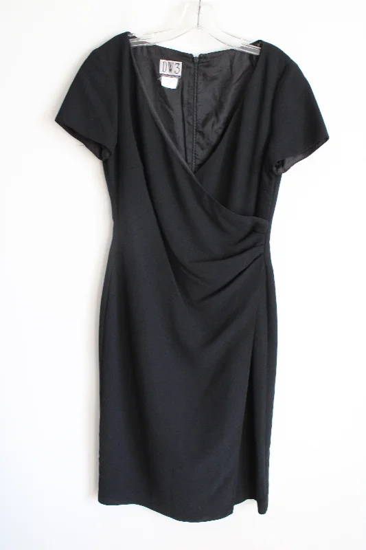 DW3 For David Warren Black Wrap Vintage Fitted Dress | 8 Tunics Running lightweight