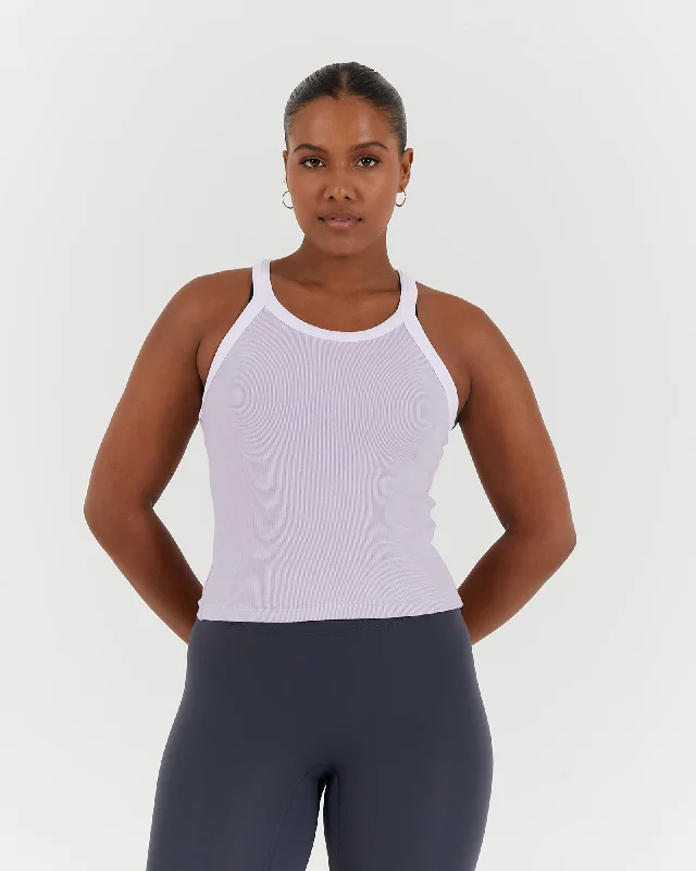 AGILITY RIBBED TANK TOP - PURPLE WHITE cherry red tank