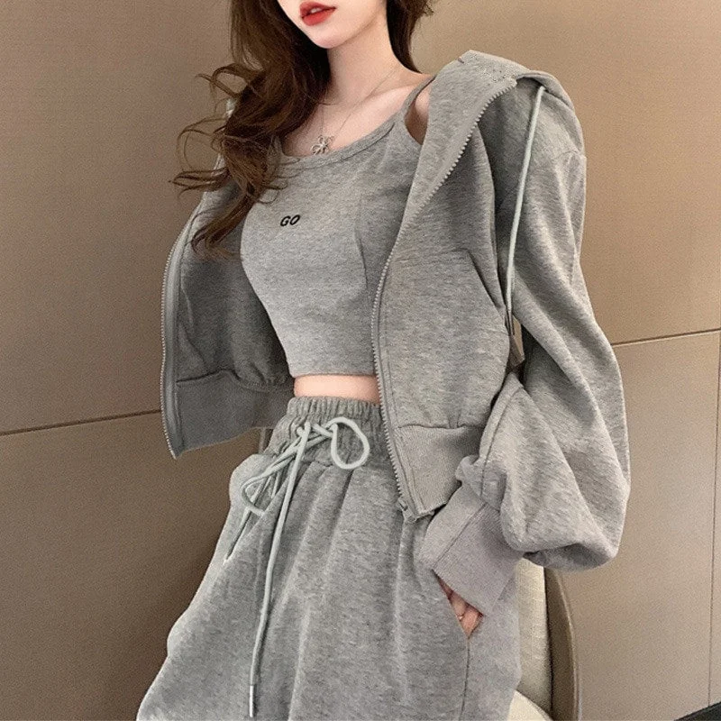 3 Pcs Women's Long Sleeve Pants Set L 445460 Relaxed Casual Leggings