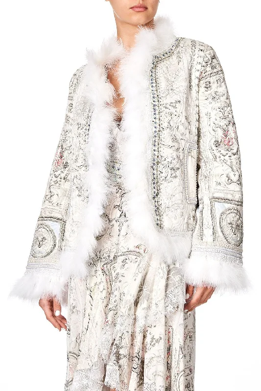 PUFFER JACKET WITH TRIM CRYSTAL CASTLE Denim Jacket Leather Jacket Suede Jacket