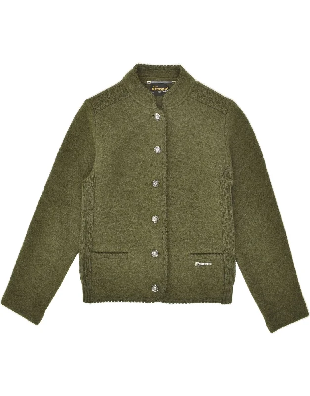 SCHEIBER Womens Jacket EU 40 Medium Green New Wool Tailored Jacket Straight Jacket A-Line Jacket