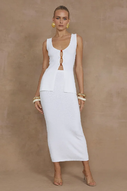 NADINA MIDI SKIRT - WHITE linen skirt airy