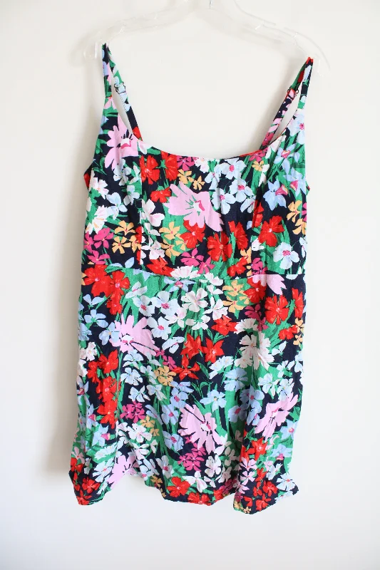 Old Navy Linen Blend Colorful Floral Dress | XL Tunics Sophisticated sleek