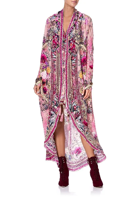 LONG CASUAL JACKET WITH POCKETS LA BELLE Toggled Jacket Drawstring Jacket Belted Jacket