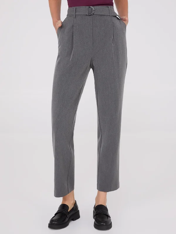 Mid-Rise Pleated Pants Modern Stretch Trousers