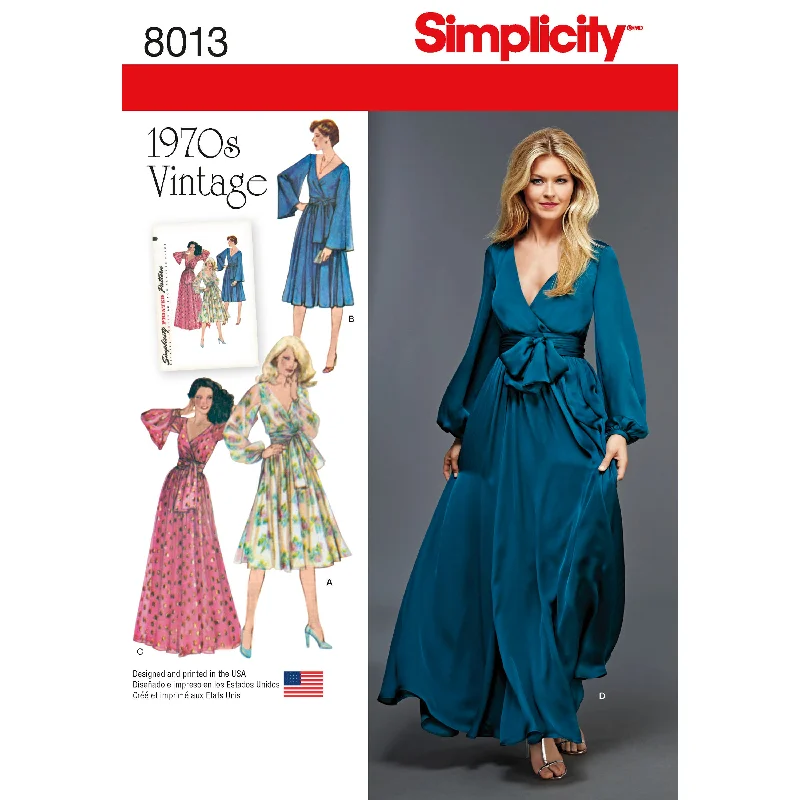 Simplicity Pattern 8013  Women's Vintage 1970's Dresses' empire Waist empire