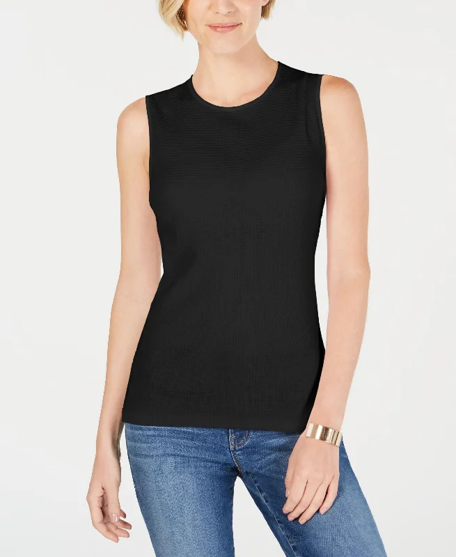 Karen Scott Textured Crewneck Tank Top trendy tank top