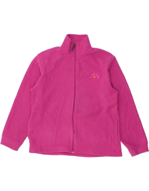 CANADA LOGAN Womens Fleece Jacket UK 22 3XL Pink Polyester Cotton Fabric Linen Fabric Terry Fabric