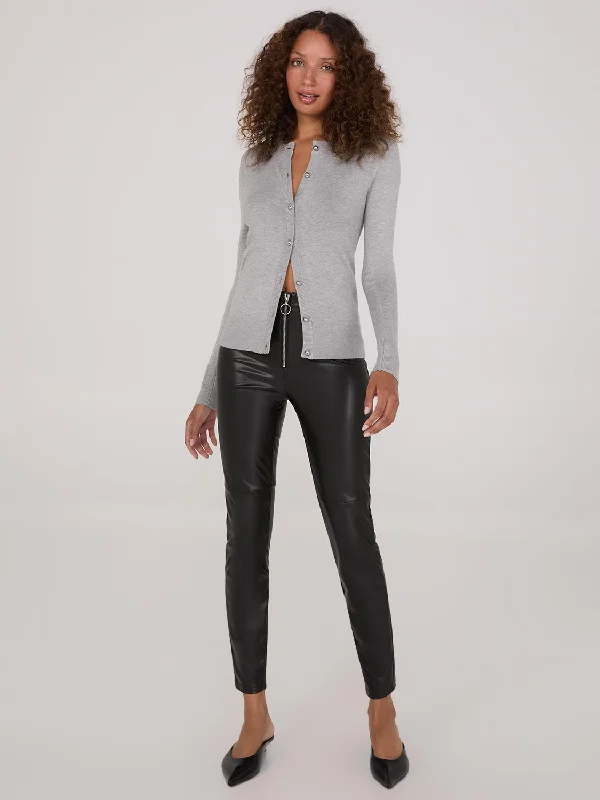 Exposed Zipper Faux Leather Pants Comfy Cargo Trousers