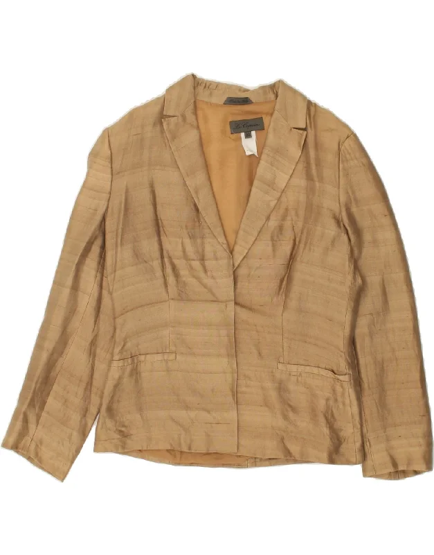 LES COPAINS Womens Blazer Jacket IT 44 Medium Brown Notch Collar Jacket Peter Pan Collar Jacket Cowl Neck Jacket