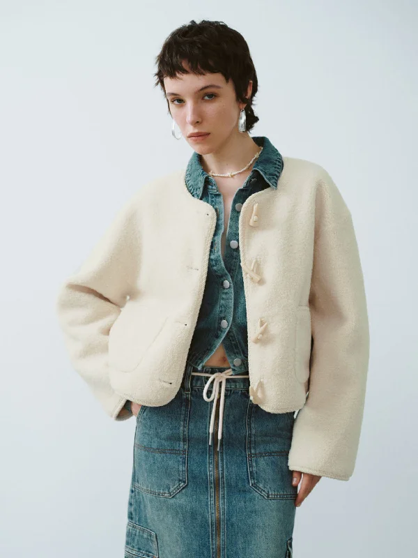 Faux Fur Toggle Jackets Zippered Front Buttoned Front Snap Front