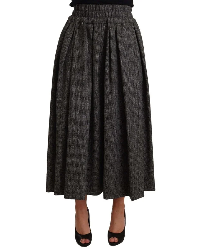 Dolce & Gabbana  Herringbone Midi Skirt - Gray lace skirt delicate