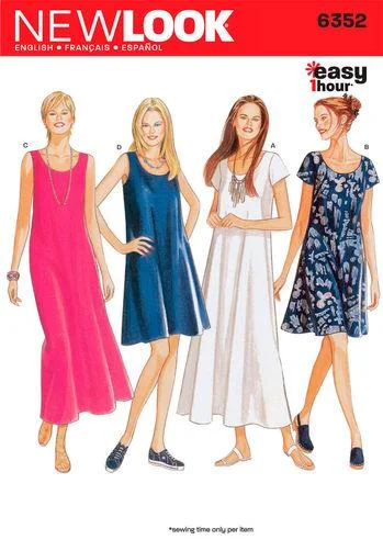 Newlook Pattern 6352 Misses Dresses Tunics Short Trendy