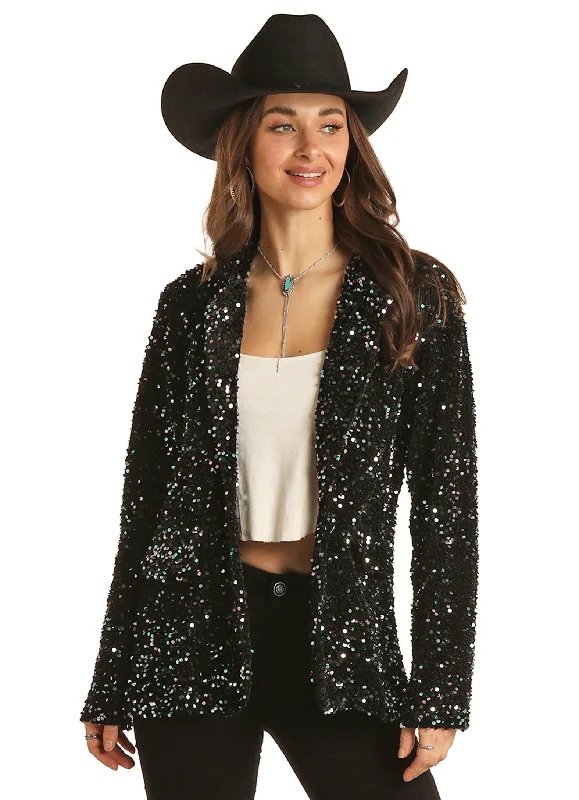 LADIES SEQUIN VELVET JACKET Denim Jacket Leather Jacket Suede Jacket