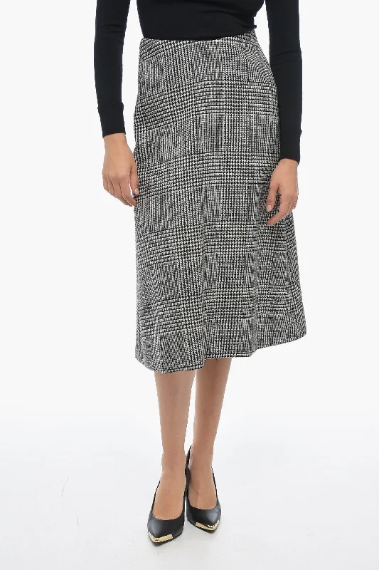 Balenciaga District Check A-Line Midi Skirt 42 Italian size belted skirt waist
