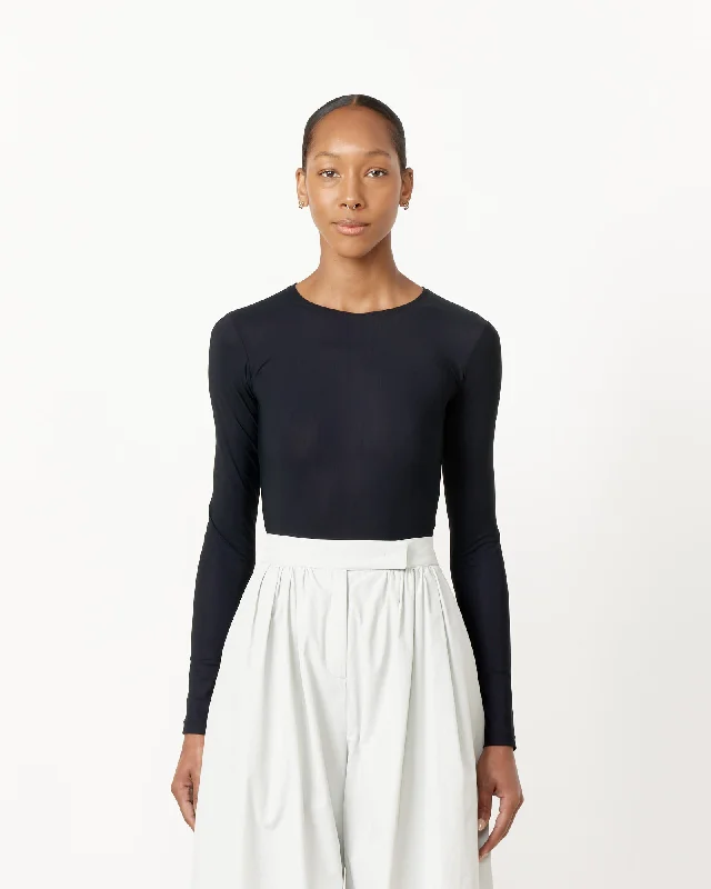Technical Bodysuit in Black Elegant Bodysuit with Chiffon