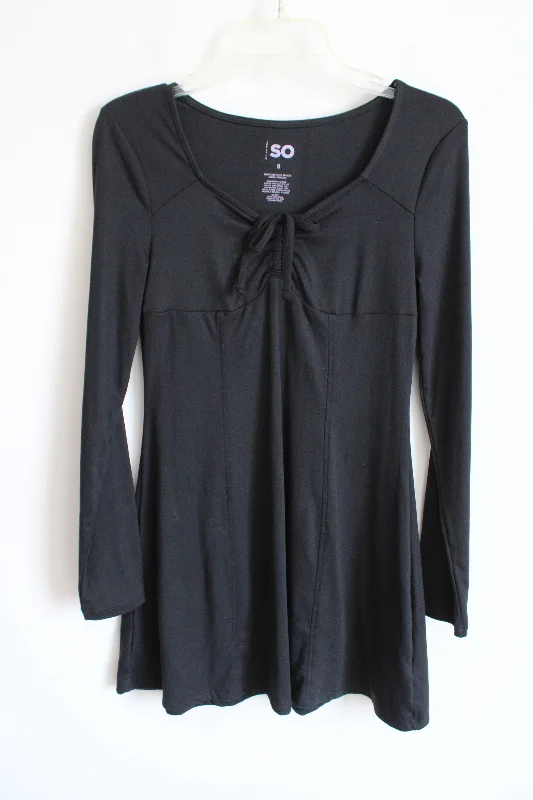 SO Black Long Sleeved Dress | S Boat Neckline Classic