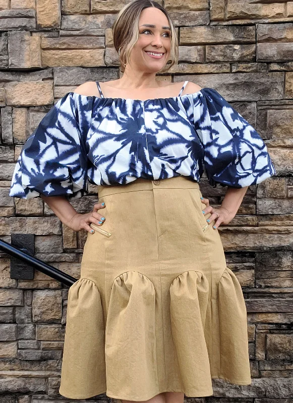 KNOW ME Top & Skirt ME2093 high slit skirt
