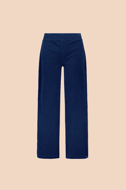 Corduroy Pants Blue Formal Wide-Leg Pants