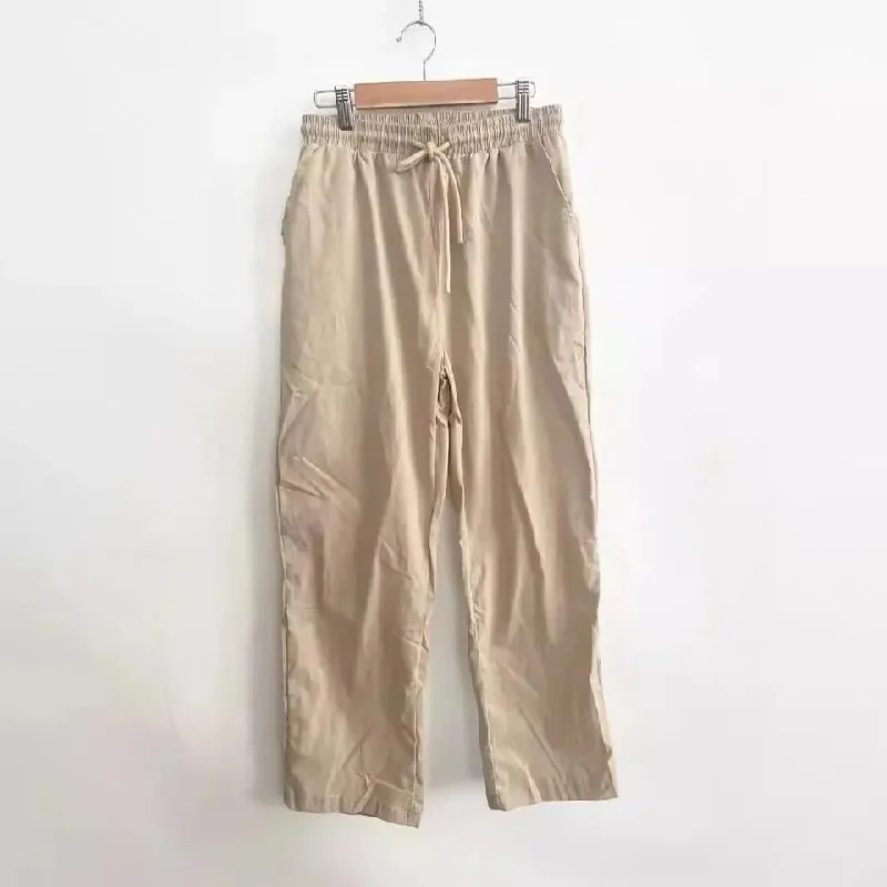 Women's Casual Cotton Linen Pants M S3115608 Trendy Printed Leggings