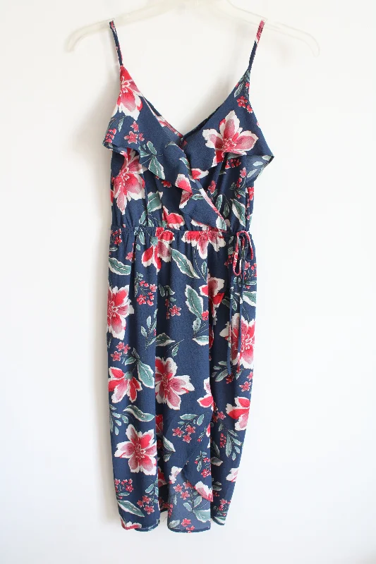One Clothing Blue Floral Dress | XS Halter Neckline Beach