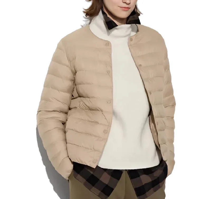 Uniqlo Women's Pufftech Compact Jacket 32 Beige Fleece Fabric Down Fabric Feather Fabric