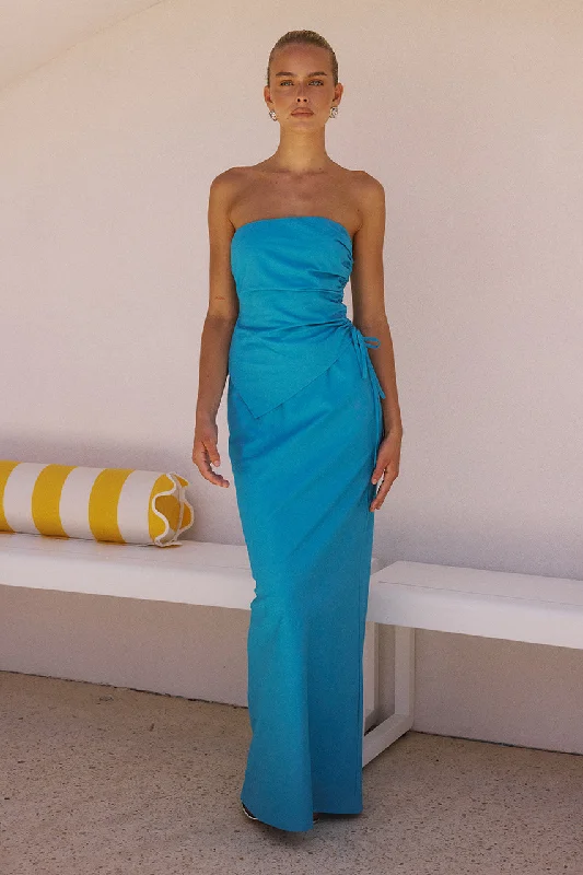MURILO MAXI SKIRT - BLUE leather skirt modern