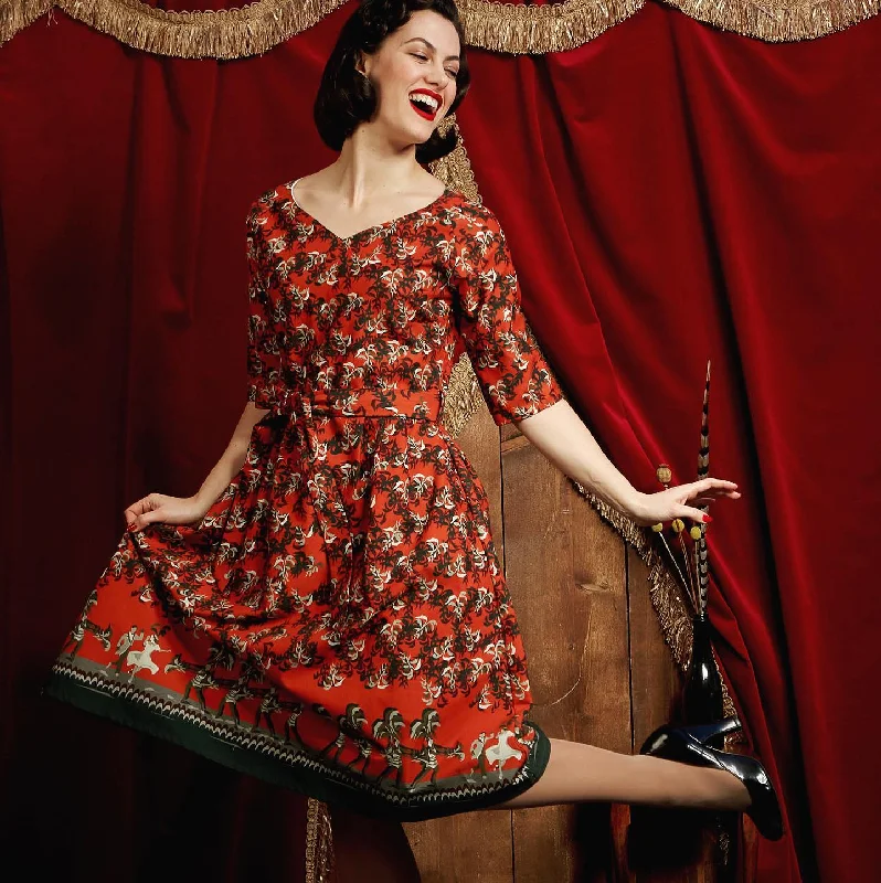 Evelyn Dress - Rust Cabaret Tunics Fashionable chic