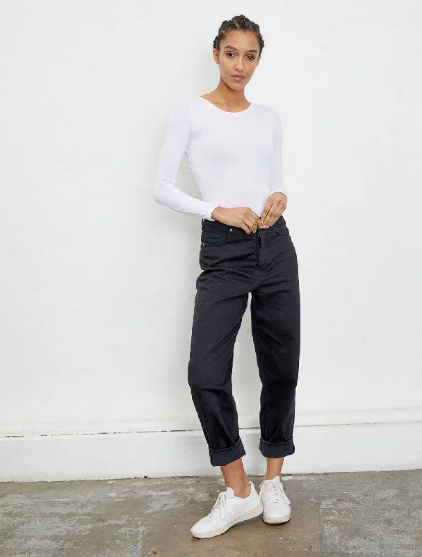 Backless Bodysuit in White Comfortable Stretch-Fit Bodysuit