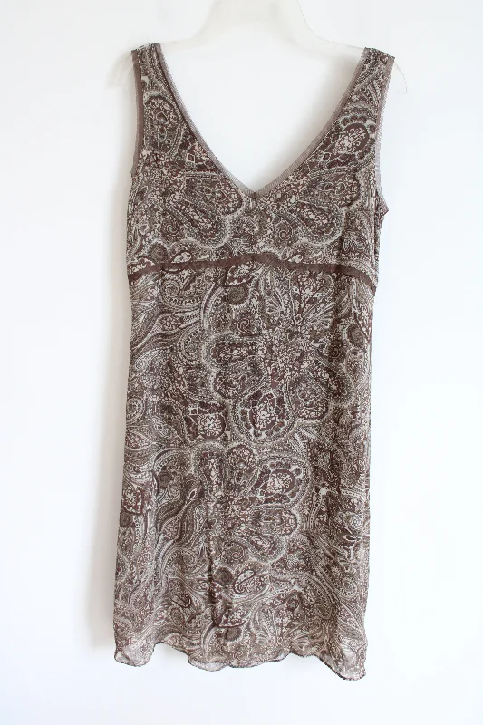 Old Navy Y2K Brown Paisley Chiffon Dress | 10 Tunics Versatile stylish