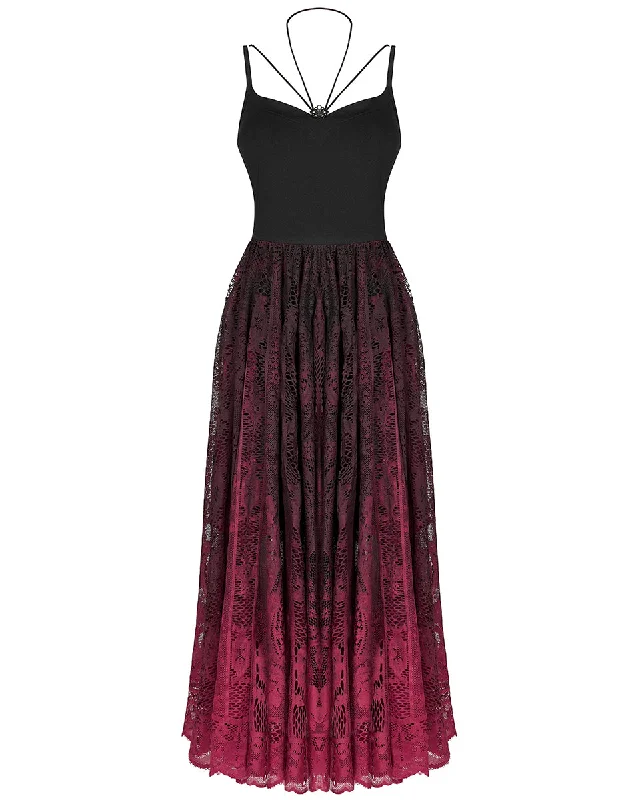 Punk Rave Daily Life Casual Gothic Gradient Dress - Black & Red Tunics Solid Classic