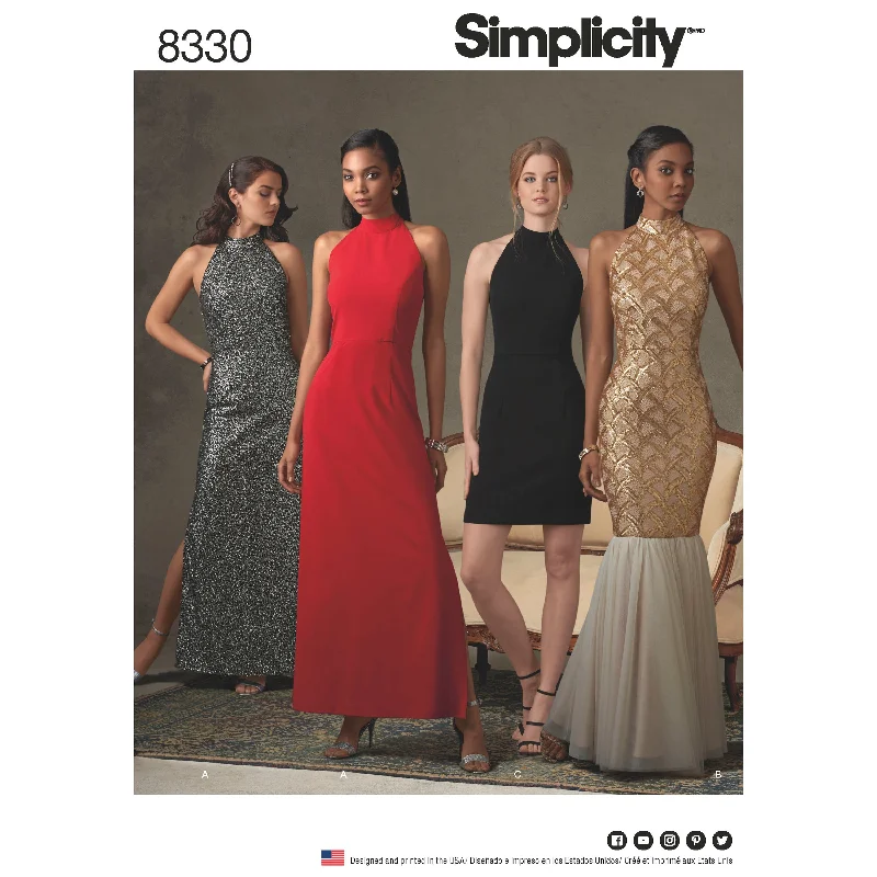 Simplicity Pattern 8330 Women's Dress with Skirt and Back Variations Crew Neckline Sporty