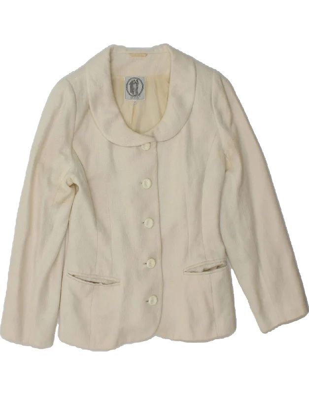 VINTAGE Womens 5 Button Blazer Jacket EU 36 Small White V-Neck Jacket Boat Neck Jacket Square Neck Jacket