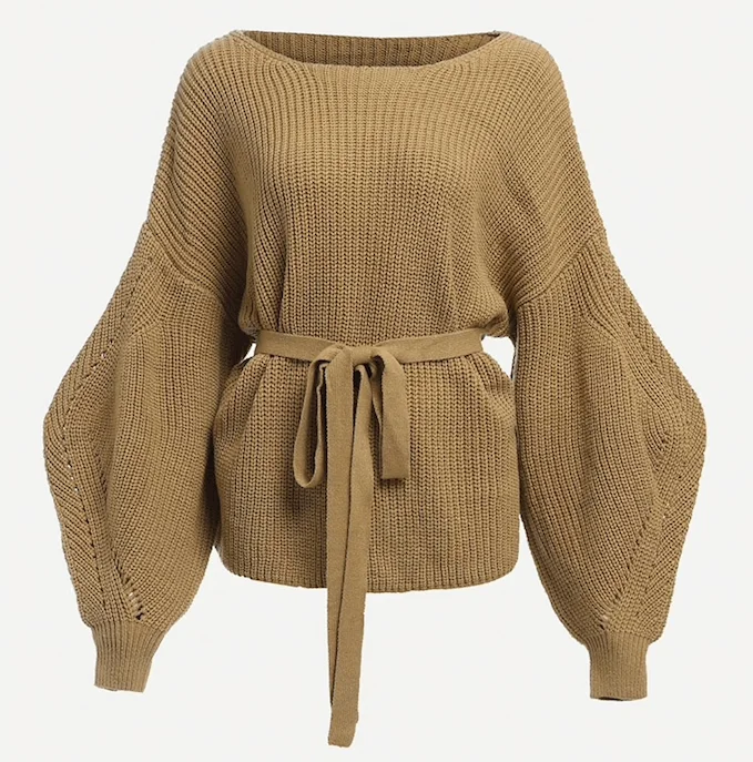 KALEY’S KHAKI KNITTED SWEATER Collared Crew Neck Turtle Neck