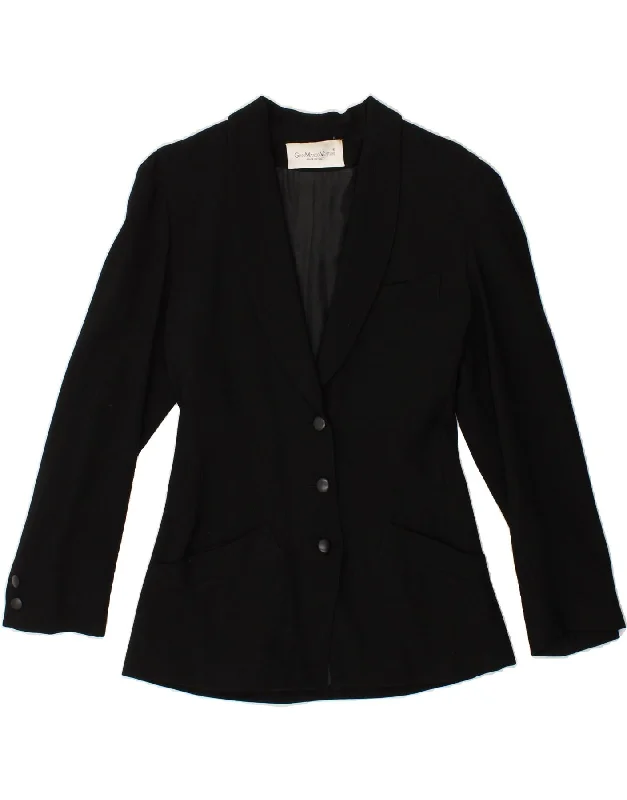 GIAN MARCO VENTURI Womens Slim 3 Button Blazer Jacket IT 50 XL Black Wool Appliqued Jacket Beaded Jacket Sequined Jacket