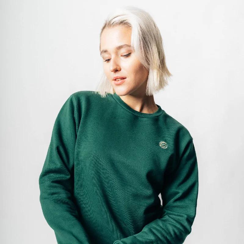 RECORD I Natural Crewneck Sweater aus Bio-Baumwolle - dunkelgrün Modern Contemporary Chic