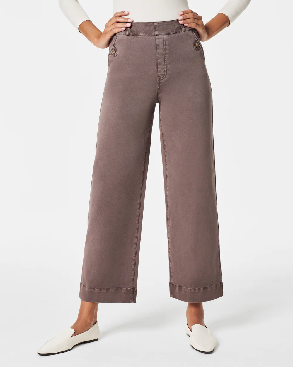Spanx Stretch Twill Cropped Pant | Smoke Classic Straight-Leg Pants