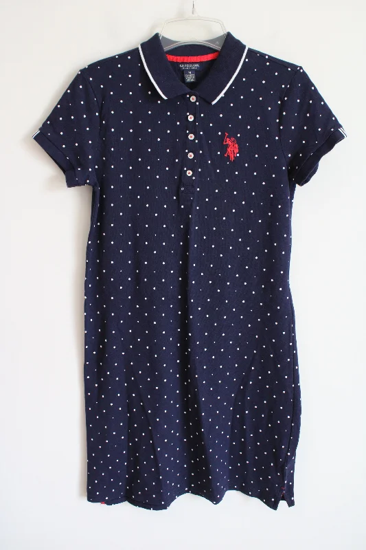 U.S. Polo Assn. Navy Blue Dotted Polo Dress | M Tunics stripes playful