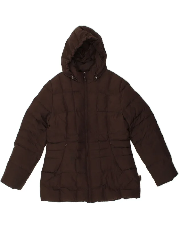 CALVIN KLEIN Womens Hooded Padded Jacket UK 16 Large Brown Polyester Chenille Jacket Brocade Jacket Lace Jacket