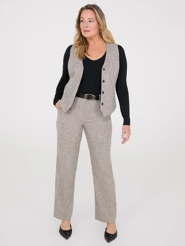 Herringbone Straight Leg Pants Fashionable Work Pants