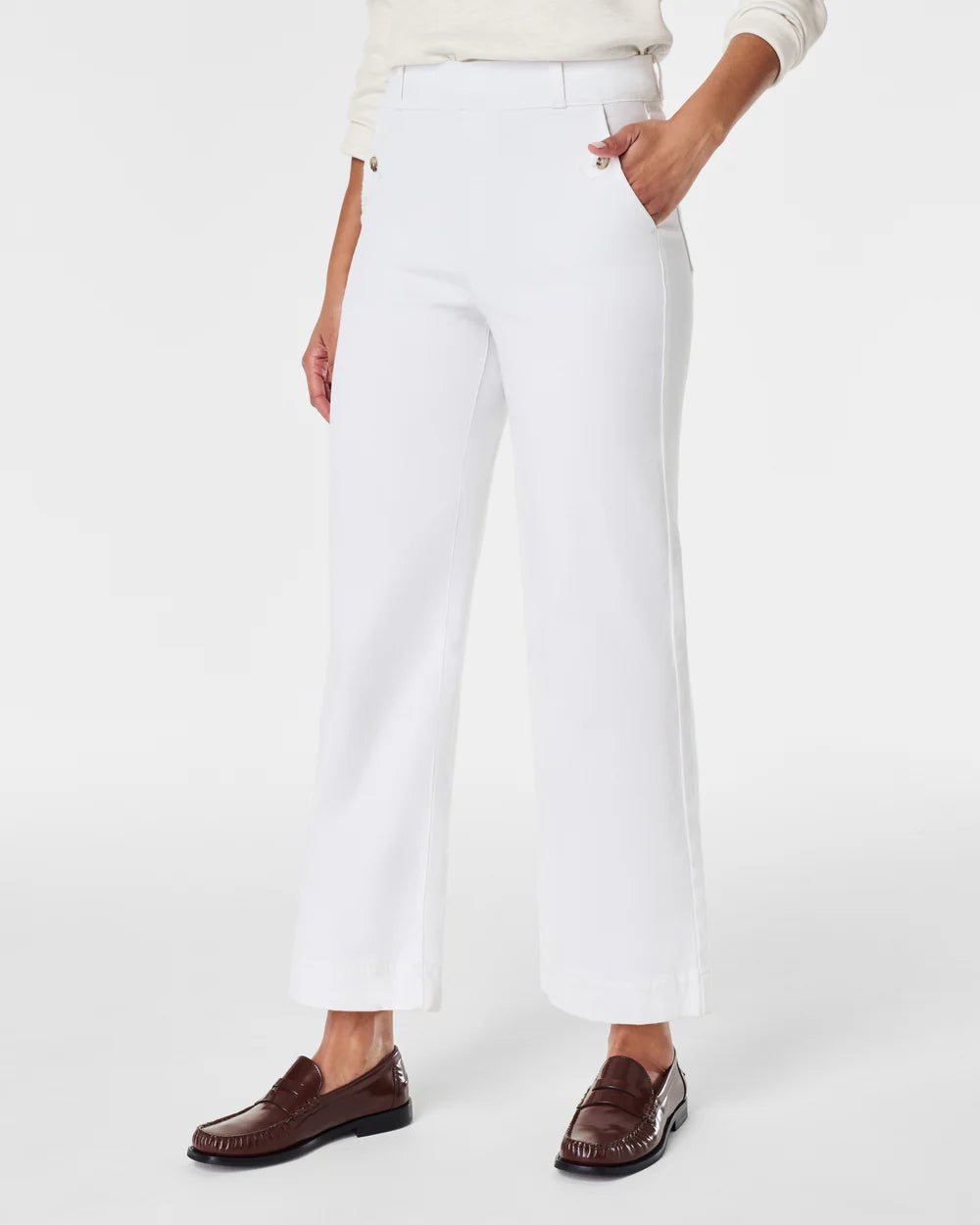 Spanx Stretch Twill Cropped Pant | Bright White Fashionable Jogger Pants