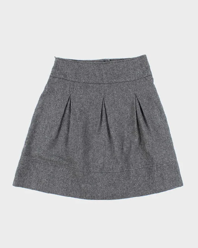Vintage Benetton Wool & Silk Blend Pleated Grey Skirt - S vintage skirt charm