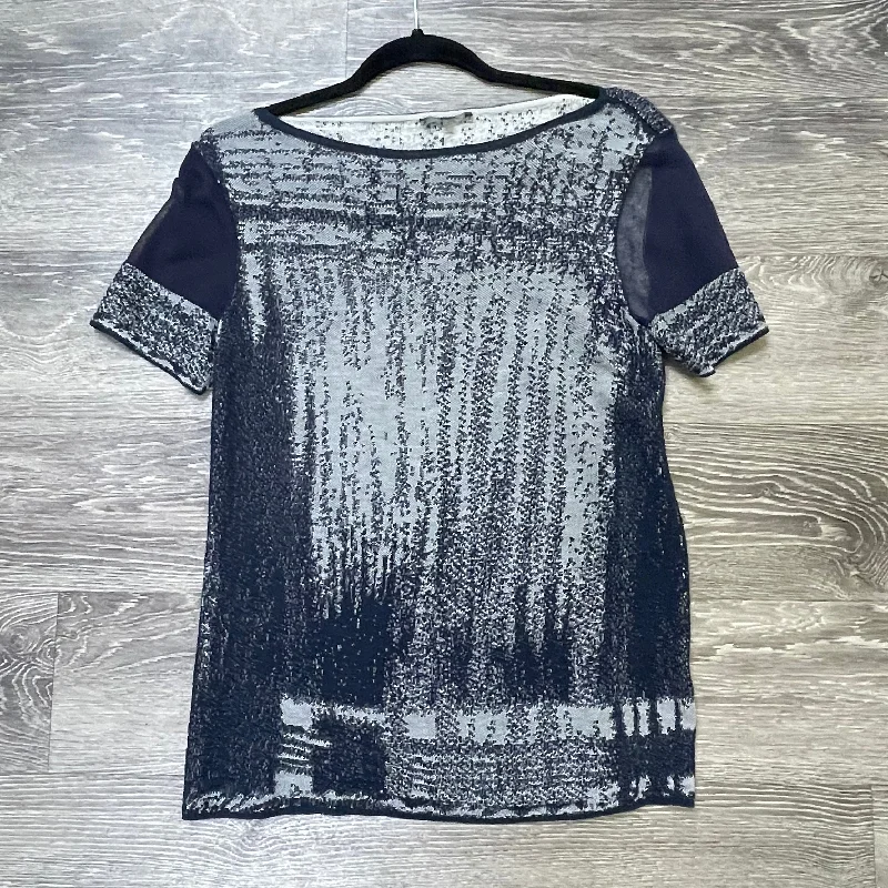 Lafayette 148 Print Short Sleeve Sweater - Small Polka Dot Checkered Tartan
