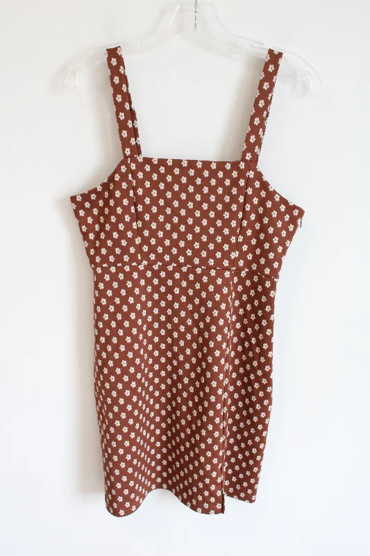 No Comment Brown White Floral Dress | L Tunics Trendy modern