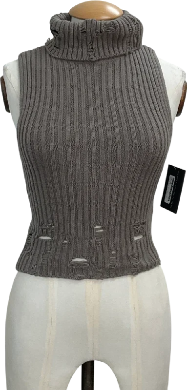 Urban Outfitters Grey Danielle Distressed Funnel Tank Top UK XS cherry red tank