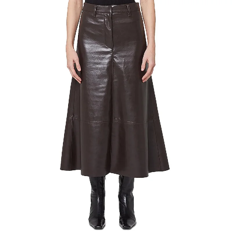 Womens Leather Casual Midi Skirt denim skirt durable