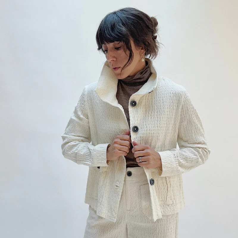 Habitat | Rustic Stretch Corduroy Jacket in Winter White Satin Jacket Silk Jacket Chiffon Jacket
